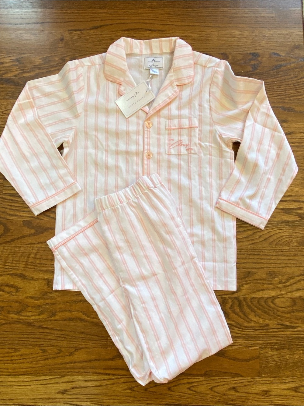 Petite Plume X Colony Hotel Pink Striped Kids Pajama Set - Size 10 NWT